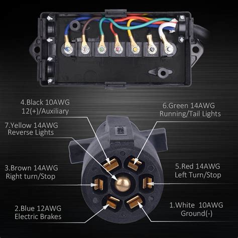 vehicle side molded trailer recepticle with junction box|7 Way Plug Inline Trailer Cord 8Ft w/ 7 Gang Junction Box with .